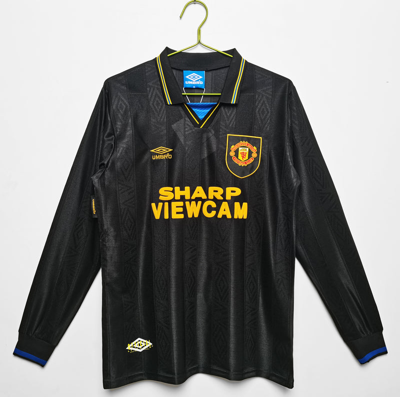 Camisa Manchester United Retrô 1993/94 - Manga Longa - Preta