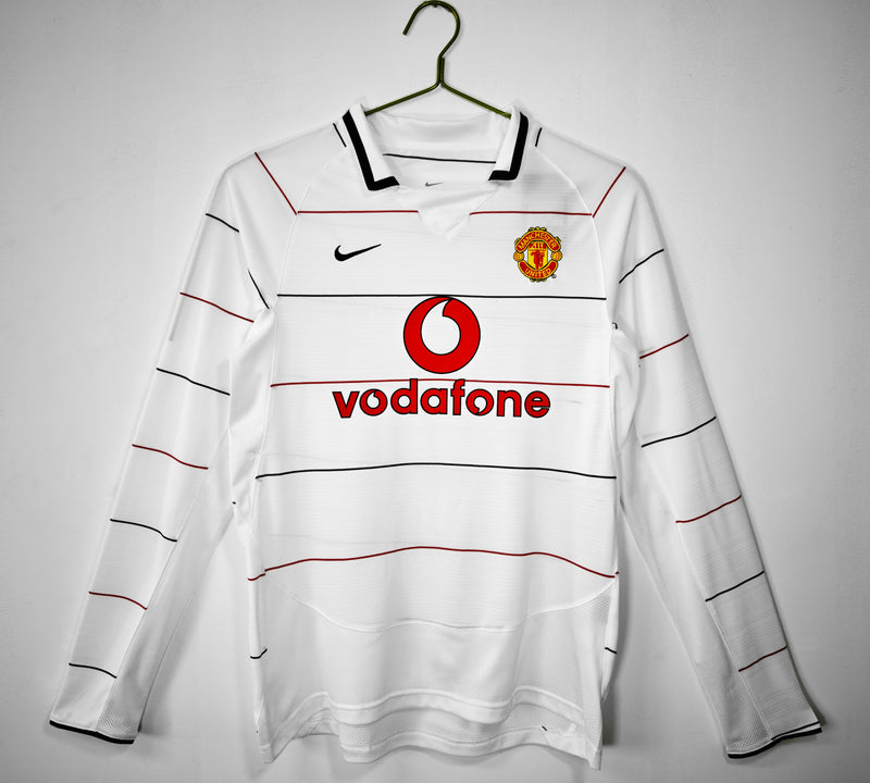 Camisa Manchester United 2003/04 - Manga Longa - Branca